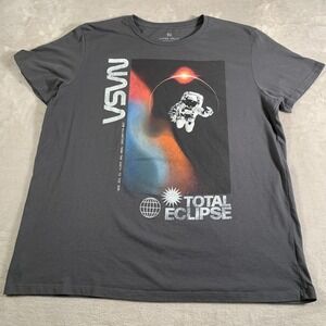 Hyper‎ Space NASA Shirt Mens 2XL Gray Total Eclipse Astronaut Graphic Space Tee